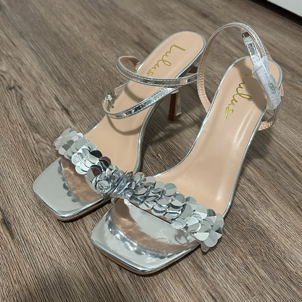 Silver Sequin Stiletto Heels